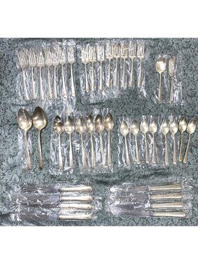 VTG 1940s Oneida Community MILADY Silver Plate Set 41 Pieces Orig Clear Sleeves